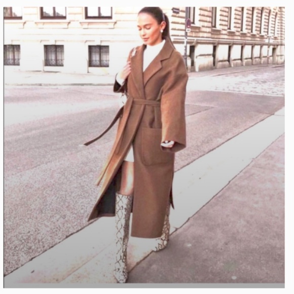 ZARA WRAP TIE WOOL COAT - Picture 15 of 16